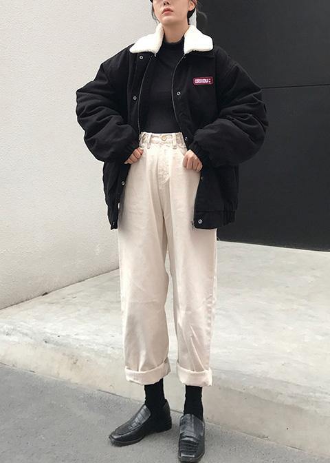 2019 oversize snow jackets winter overcoat black Peter pan Collar women parka