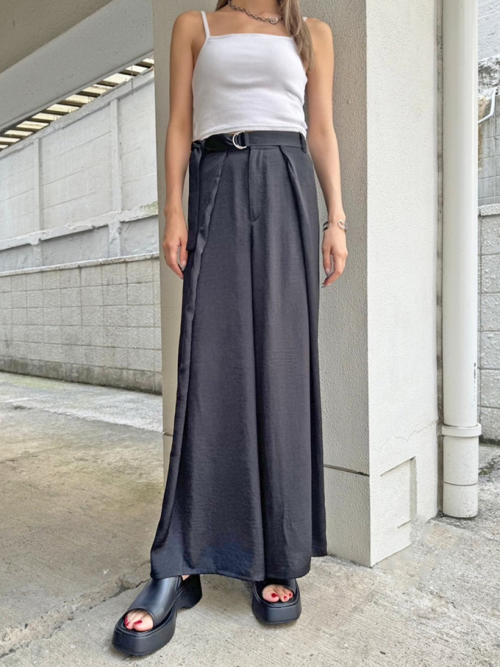 ベルト付ラップシフォンワイドパンツ ベルト付ラップシフォンワイドパンツ