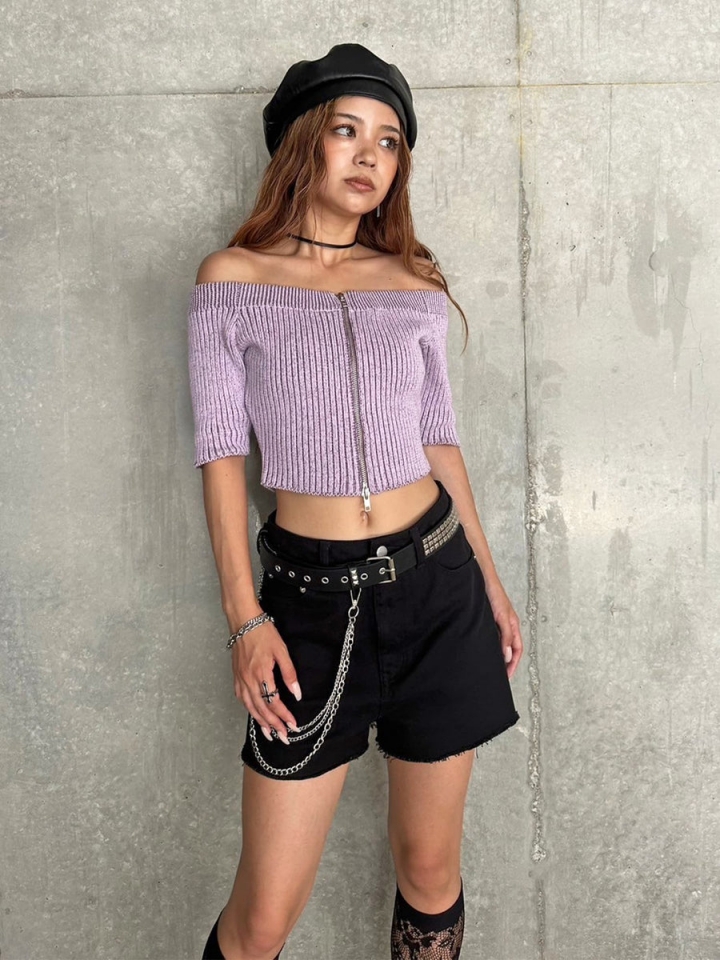 ZIPニットオフショルトップ– ZIPニットオフショルトップ–