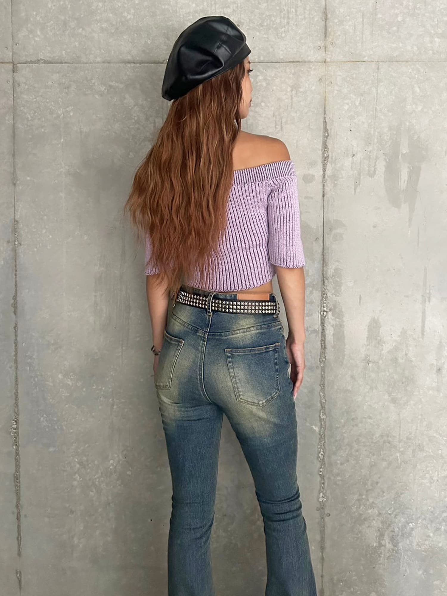 ZIPニットオフショルトップ–